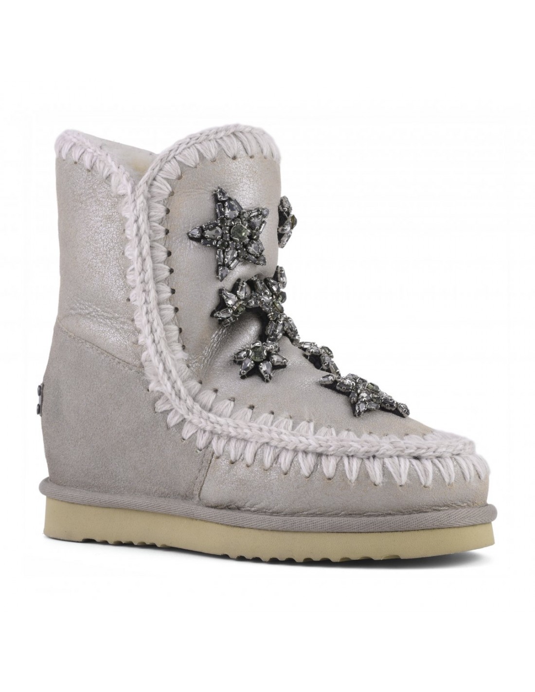 MOU Short Eskimo Boots, Stone Metallic, Crystal Stars, Inner Wedge ...
